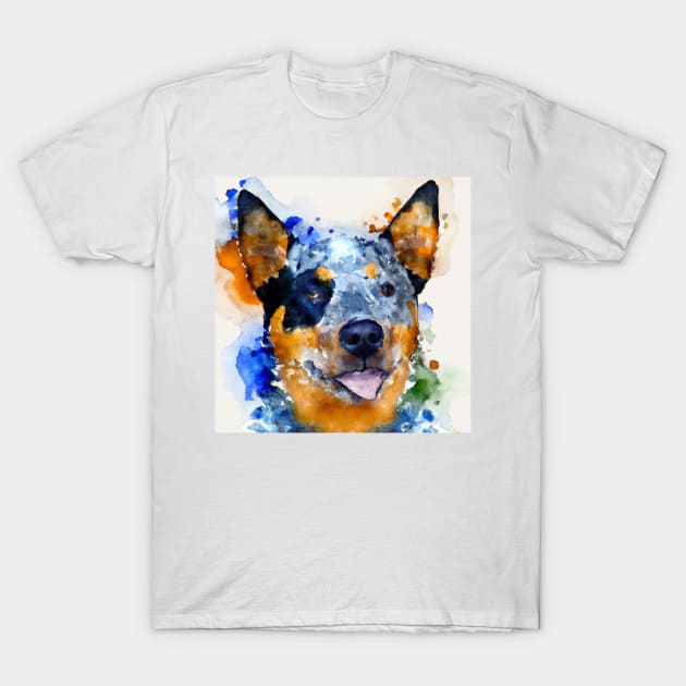 Australian Cattle Watercolor Painting - Dog Lover Gifts T-Shirt by Edd Paint Something